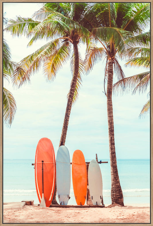 Surfboard Palm Tree II - Canvas - In Stock