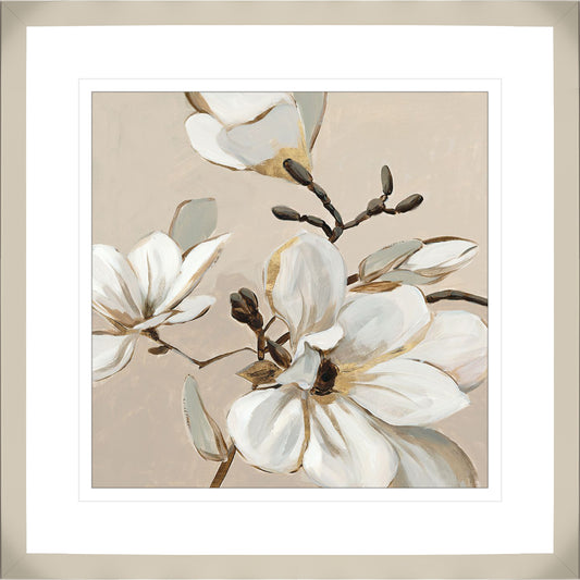 White Magnolia Branch I - Embellished