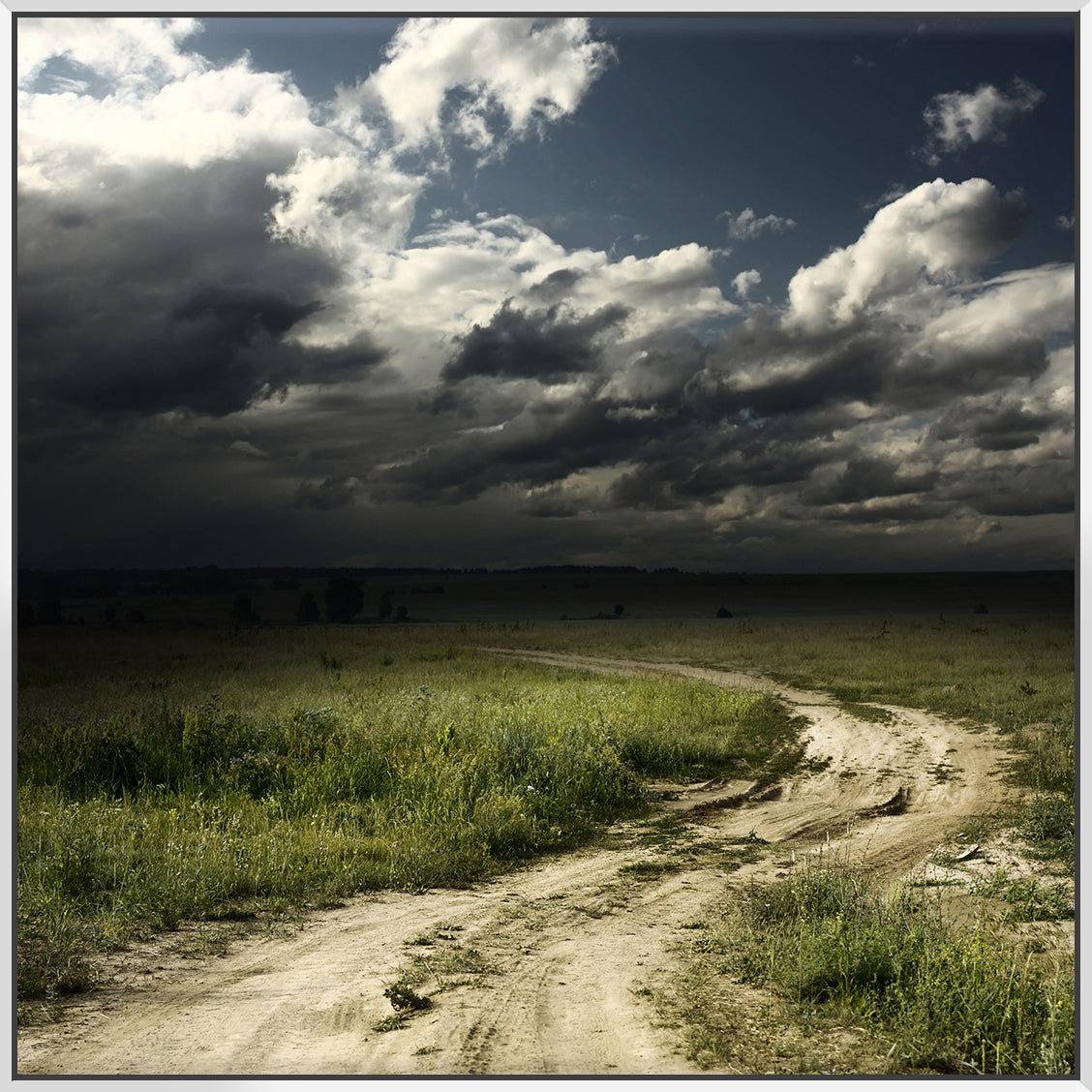 Road In Field + Stormy  - Canvas