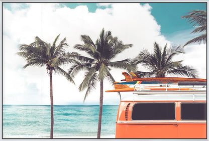 Vintage Combi With Surfboards - Canvas