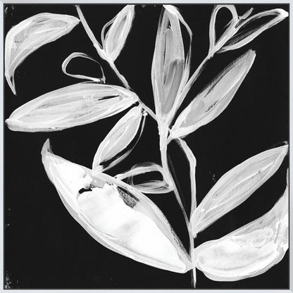 Quirky White Leaves I - Canvas
