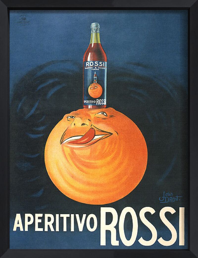 Aperitivo Rossi - Canvas on Board Black Shelf