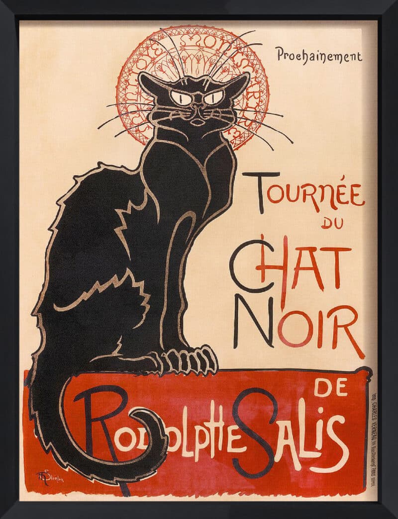 Chat Noir - Canvas on Board Black Shelf