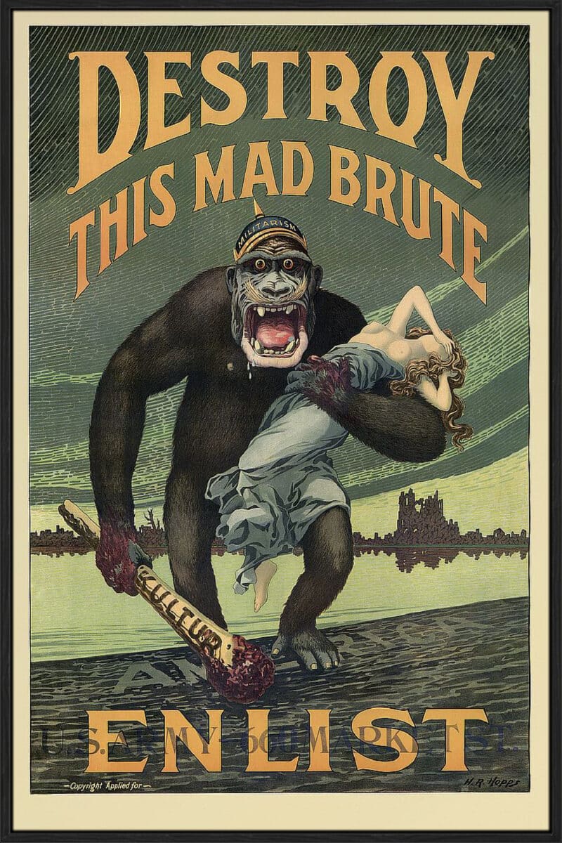 Destroy This Mad Brute Enlist - U.S. Army, 1917 - Canvas Gallery Black