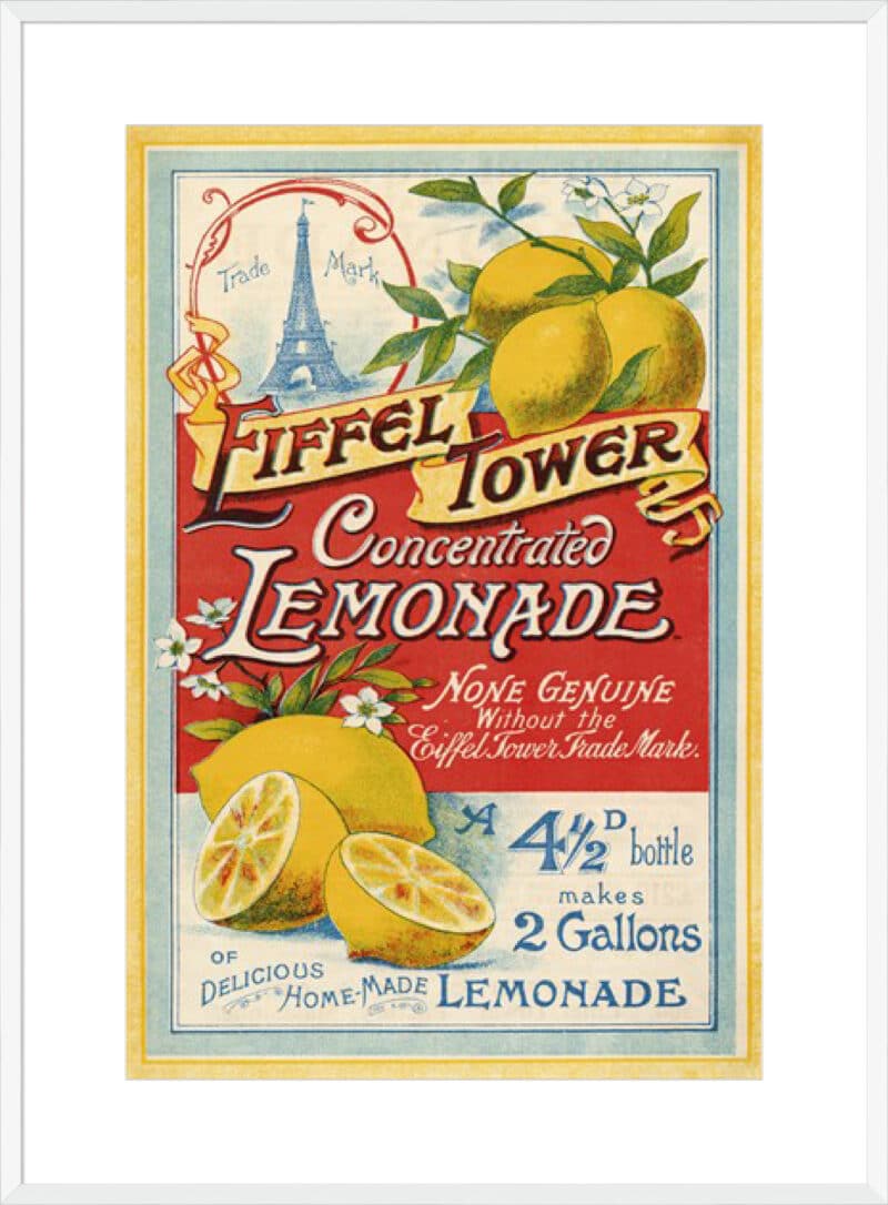 Eiffel Tower Concentrated Lemonade, 1900 - 10cm Mount Board Box White