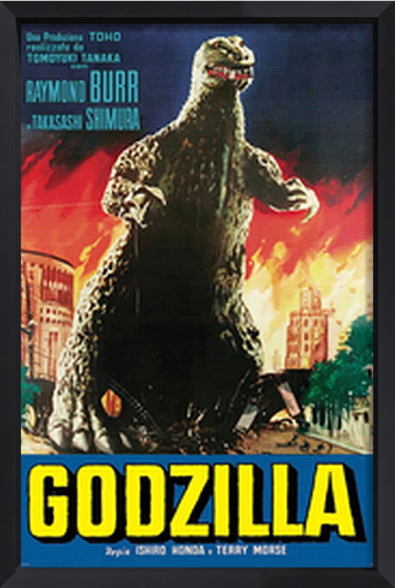 Godzilla - Fire - Canvas on Board Black Shelf