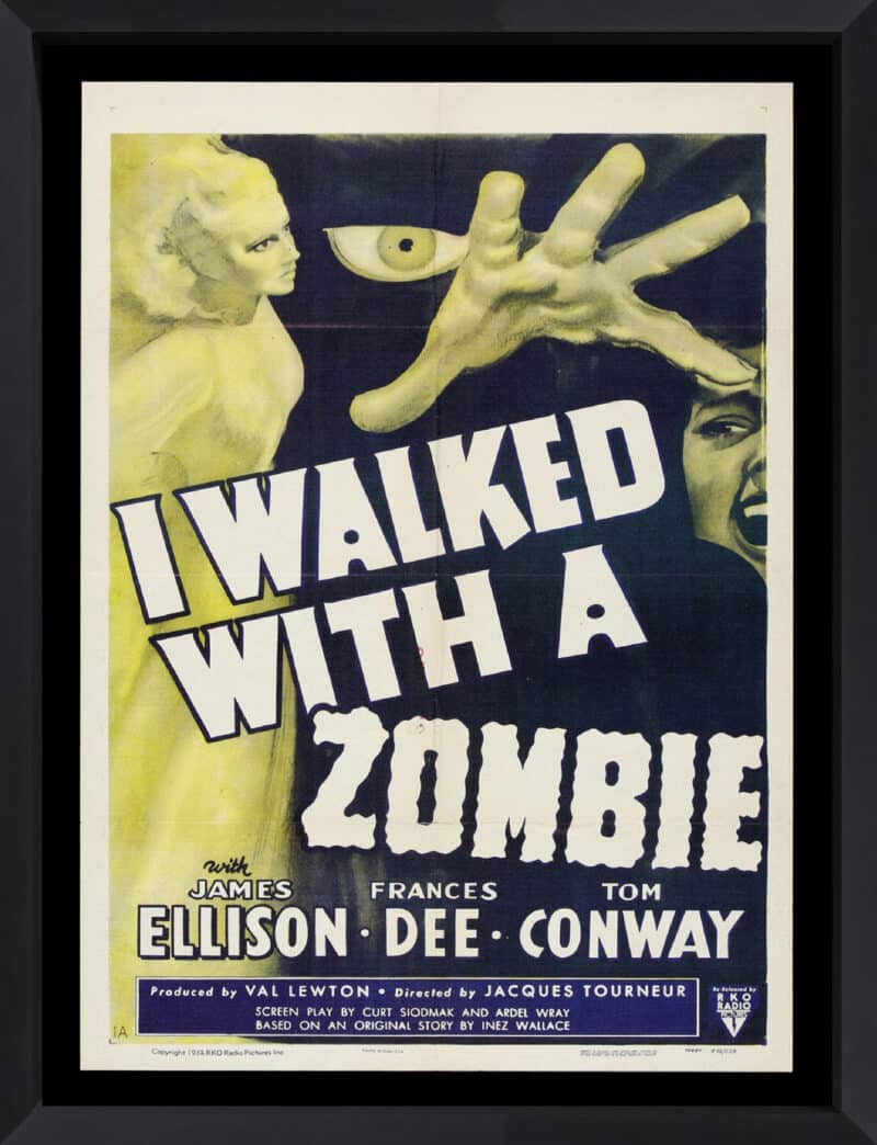 I walked with a Zombie - Canvas on Board Black Shelf