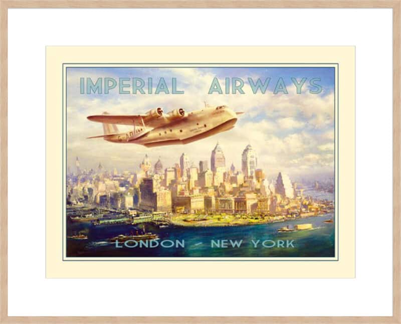 Imperial Airways - London to New York - 10cm Mount Board Box Natural