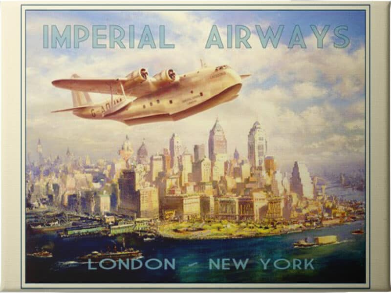 Imperial Airways - London to New York - Unframed Canvas Unframed Canvas