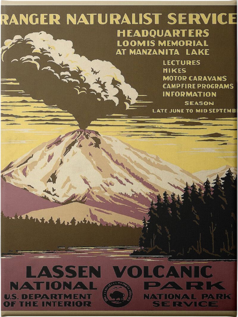 Lassen Volcanic National Park, ca. 1938 - Unframed Canvas Unframed Canvas