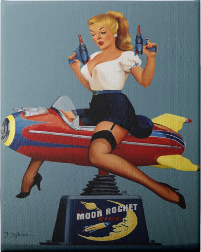 Moon Rocket Ride - Unframed Canvas Unframed Canvas