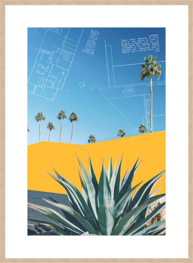 Retro Palms 2 - 10cm Mount Board Box Natural