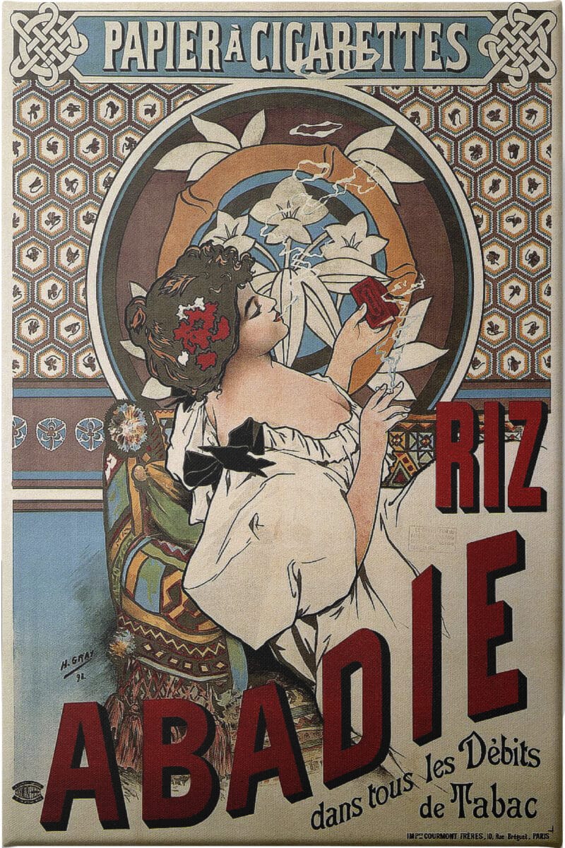 Riz Abadie, Cigarette Rolling Paper, 1898 - Unframed Canvas Unframed Canvas