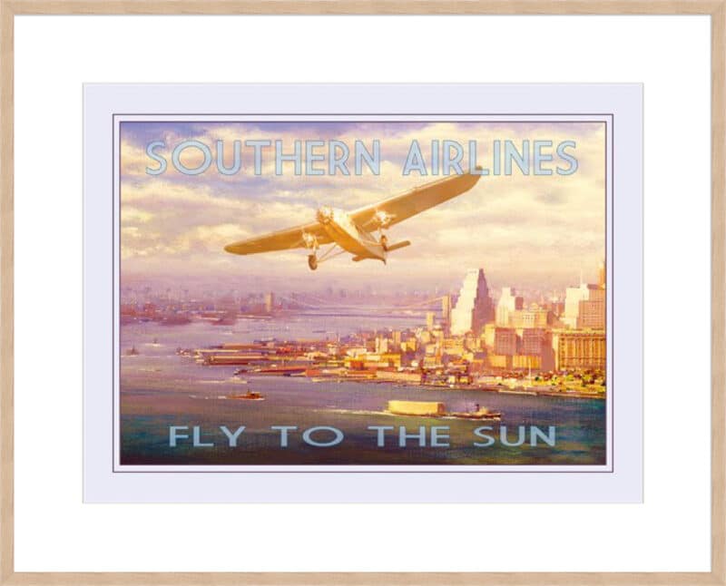 Southern Airlines- Fly to The Sun - 10cm Mount Board Box Natural