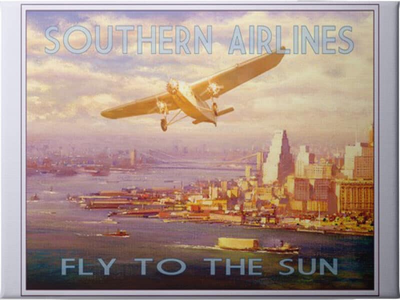 Southern Airlines- Fly to The Sun - Unframed Canvas Unframed Canvas