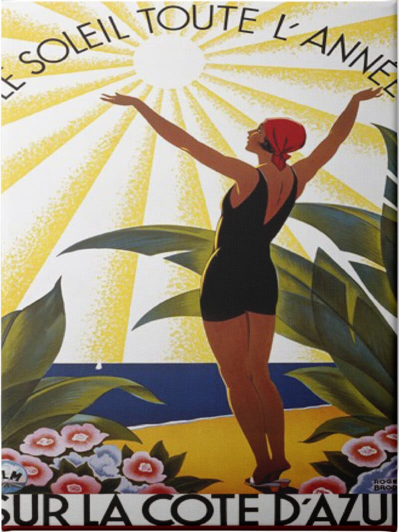 Surla Cote D'Azur Roger Broders - Unframed Canvas Unframed Canvas