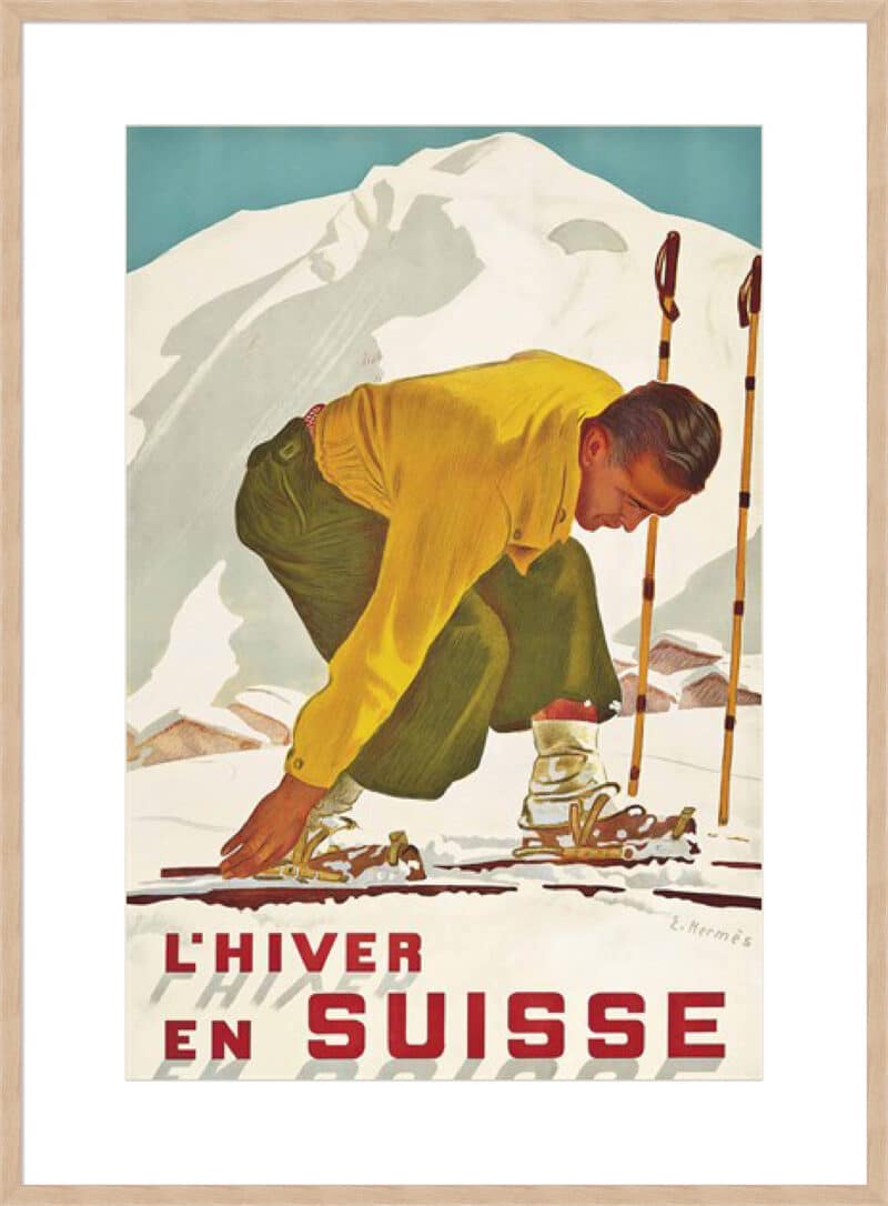 Switzerland - Ski - 10cm Mount Board Box Natural