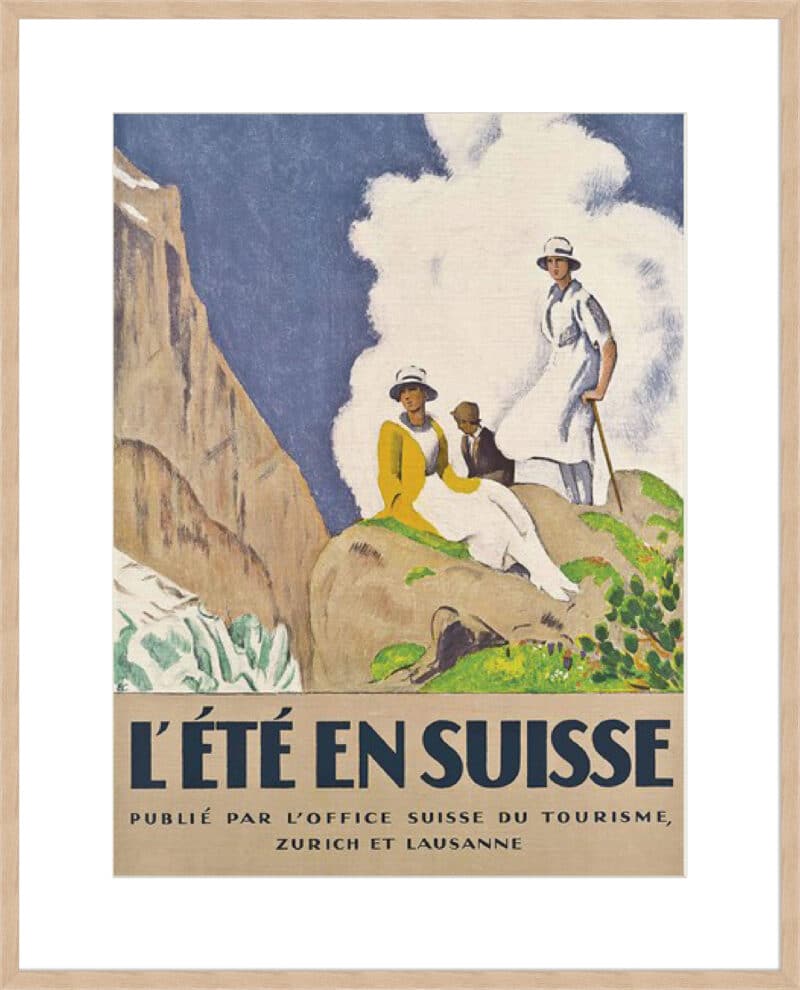 Vintage L'Ete En Suisse Emil Cardinaux - 10cm Mount Board Box Natural