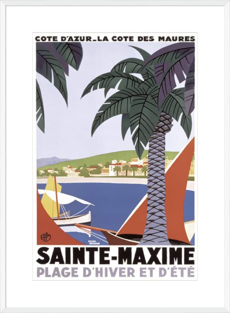 Vintage Sainte Maxime Roger Broders - 10cm Mount Board Box White