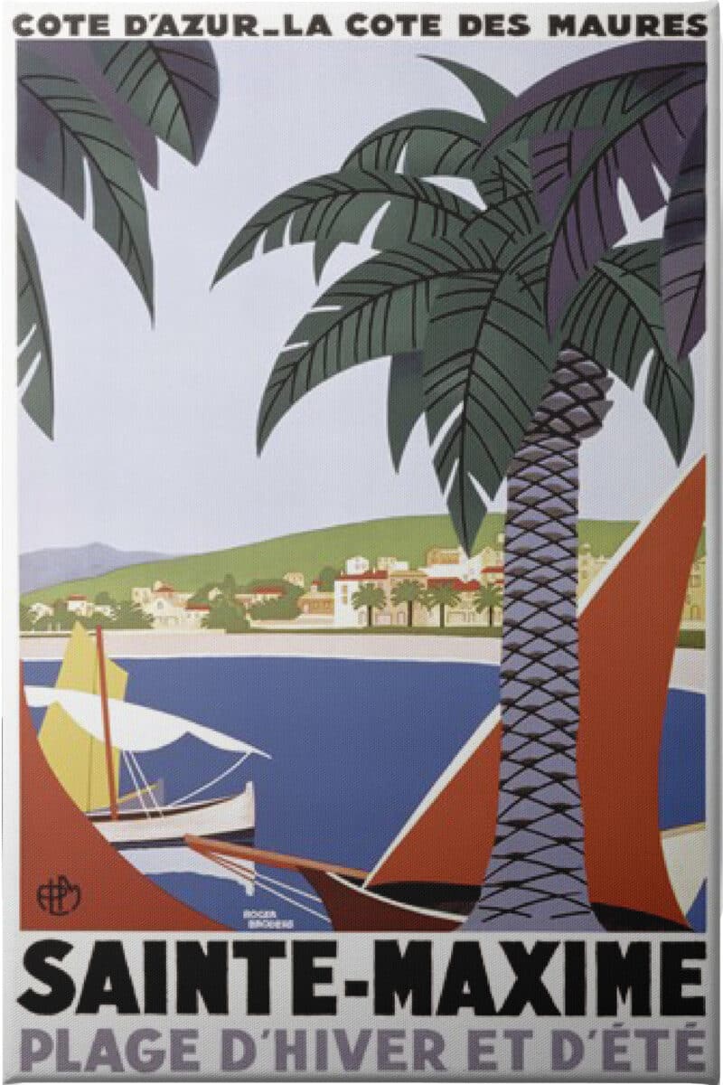 Vintage Sainte Maxime Roger Broders - Unframed Canvas Unframed Canvas