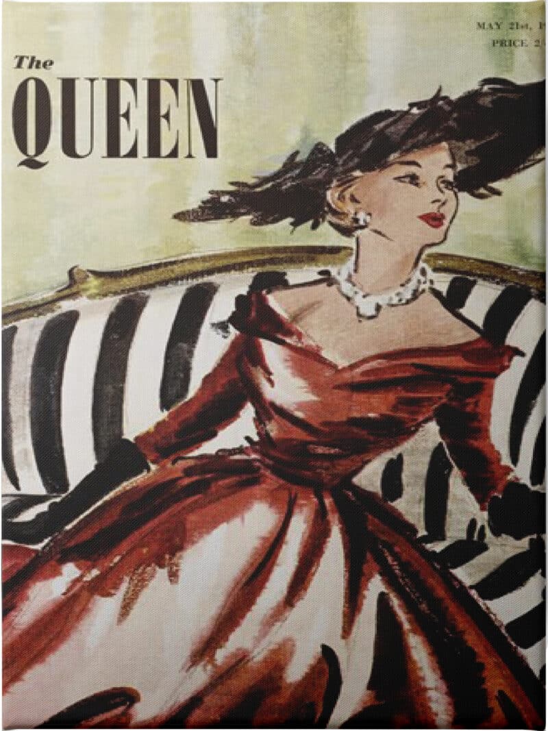 Vintage The Queen, May 1952 - Unframed Canvas Unframed Canvas