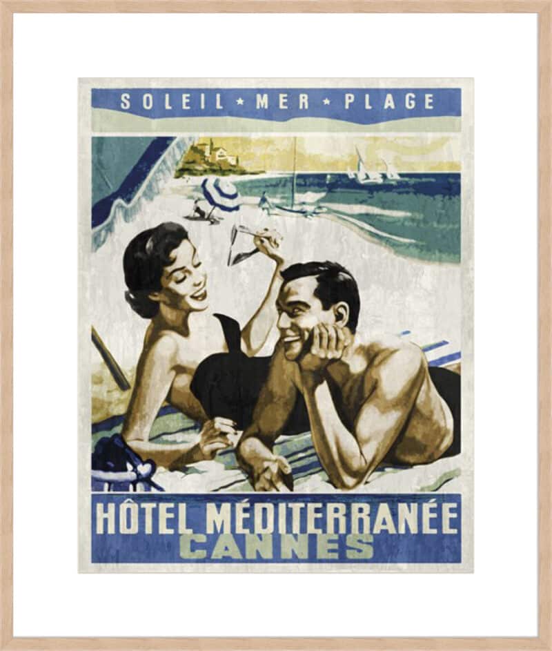 Vintage Travel Cannes - 10cm Mount Board Box Natural