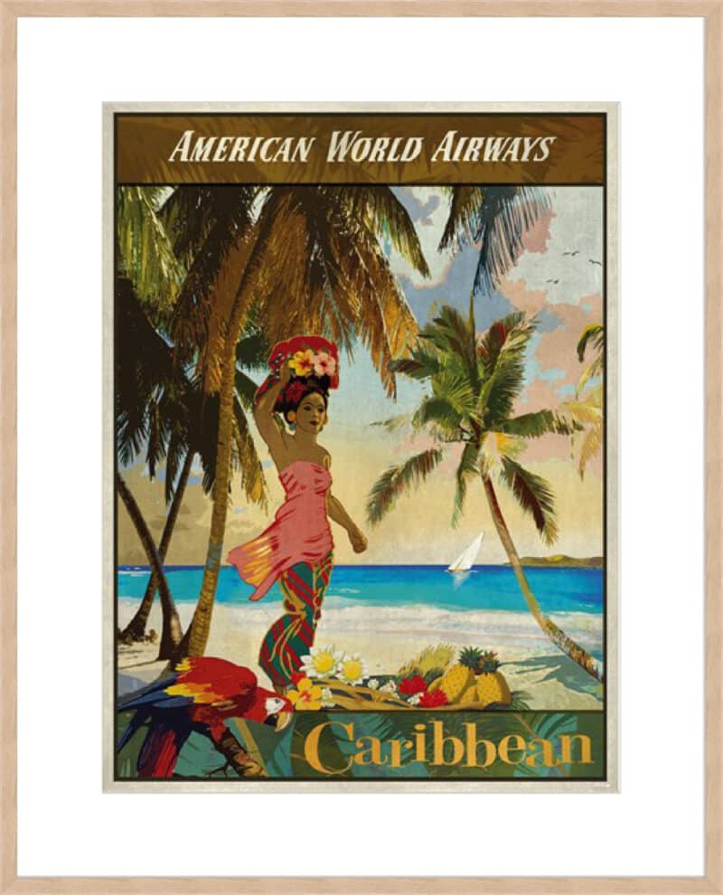 Vintage Travel Caribbean - 10cm Mount Board Box Natural