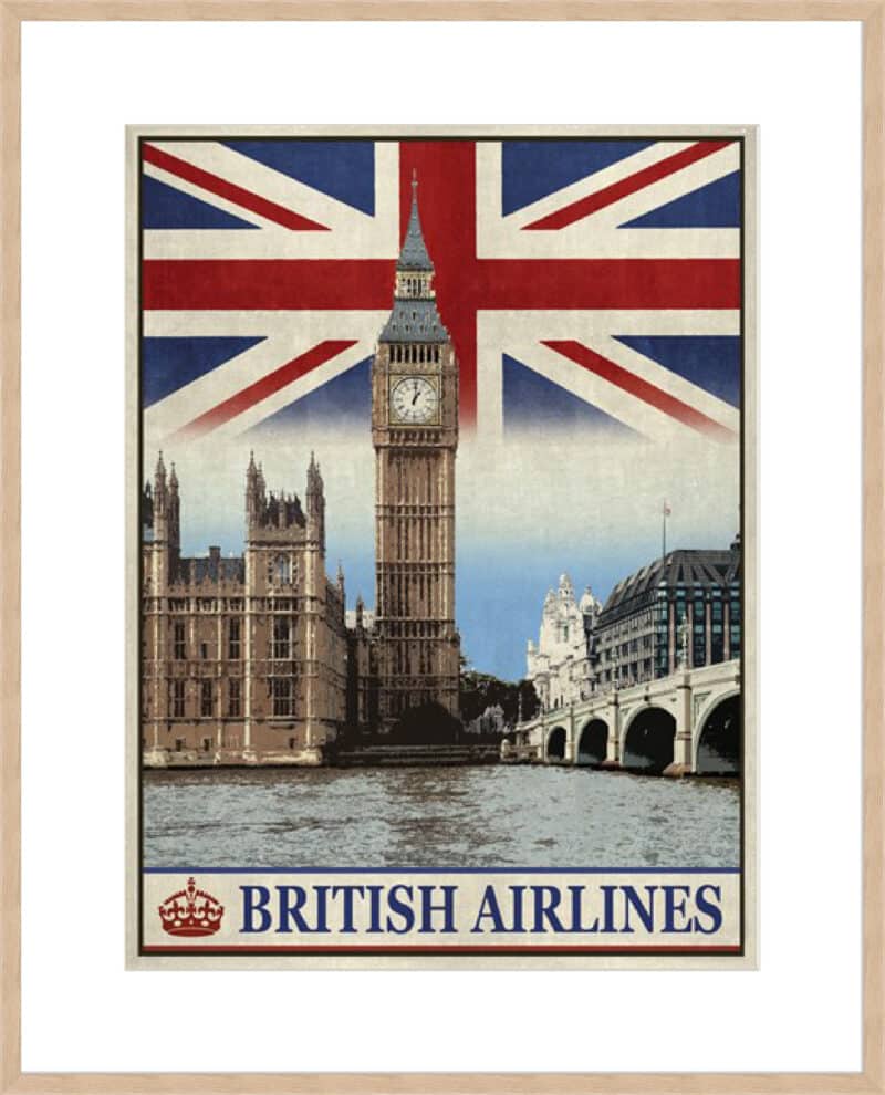Vintage Travel London - 10cm Mount Board Box Natural