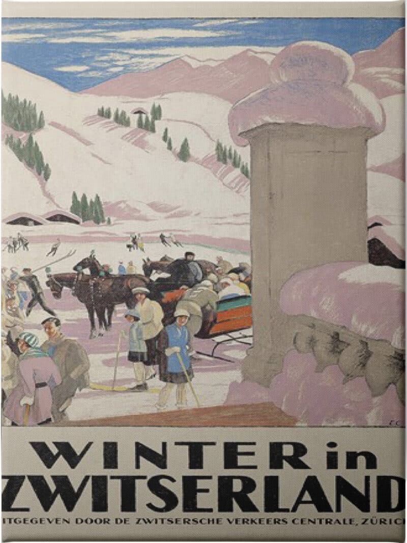 Winter in Zwitserland Emil Cardinaux - Unframed Canvas Unframed Canvas