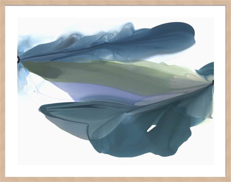 Blue Feathers I - 5cm White Border Box Natural