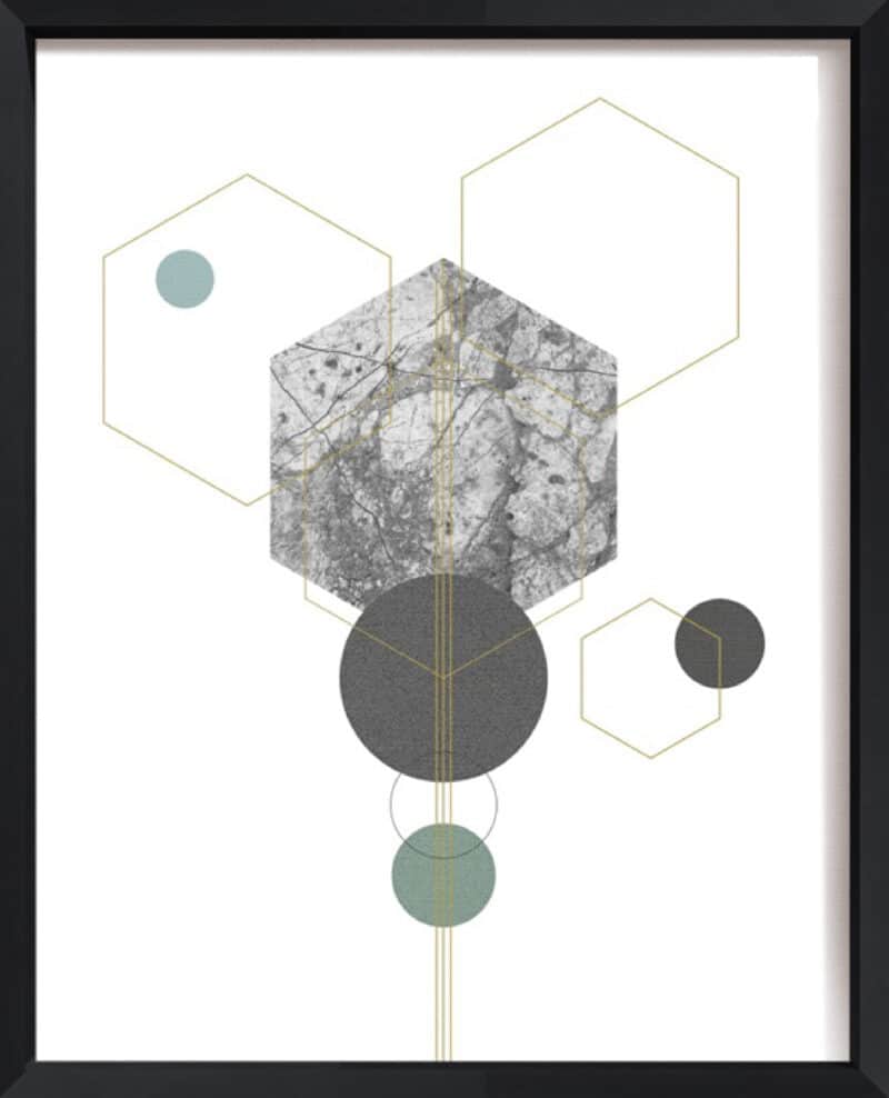 Marbled Deco IV - Canvas on Board Black Shelf