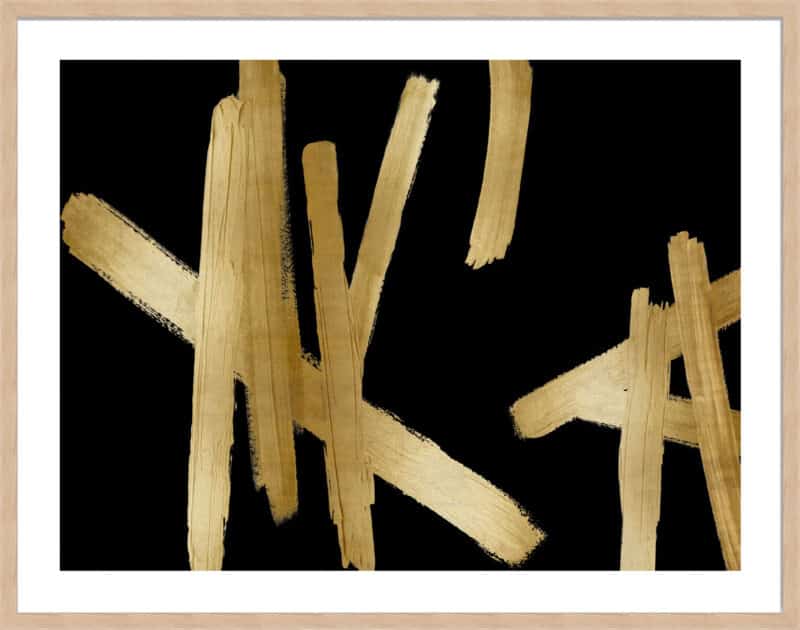 Strokes Gold on Black - 5cm White Border Box Natural