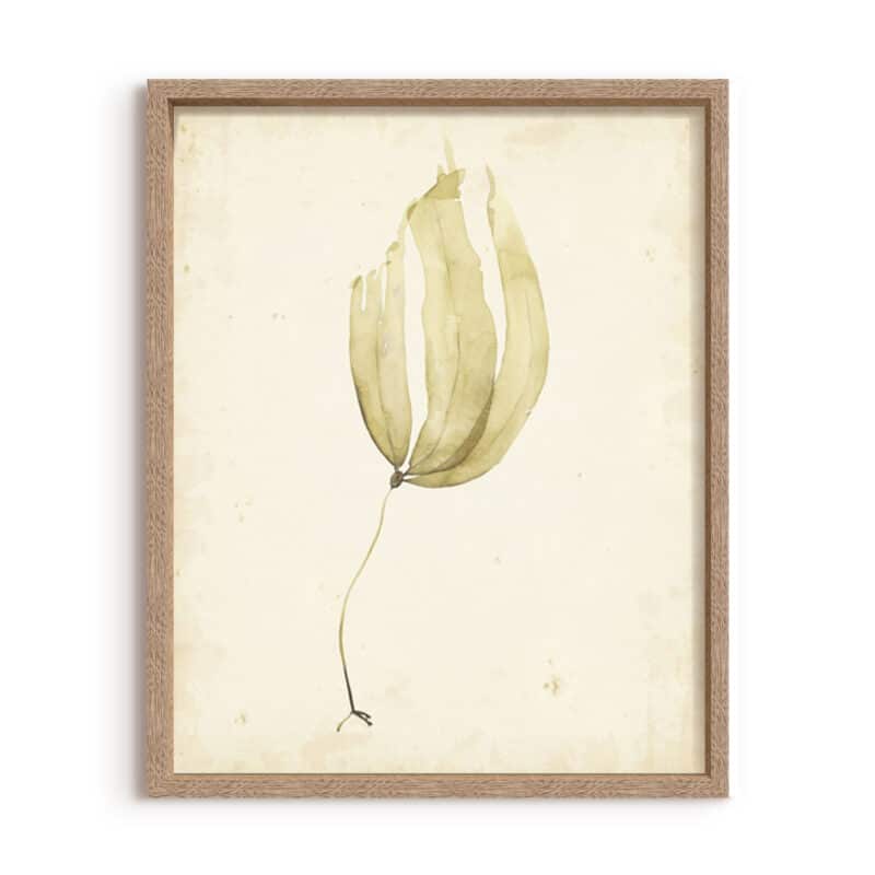 Watercolor Sea Grass III - Canvas on Board Cashew Oak Shelf