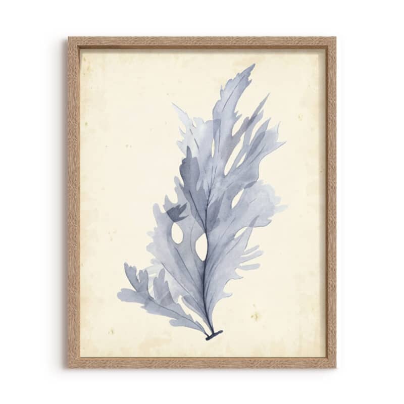 Watercolor Sea Grass VI - Canvas on Board Cashew Oak Shelf