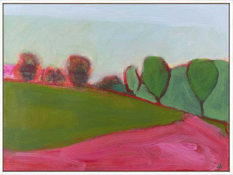 Field and Forest With Pink - Canvas Gallery White