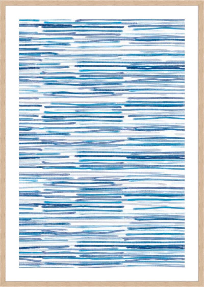 Blue Streaks II - 5cm White Border Box Natural