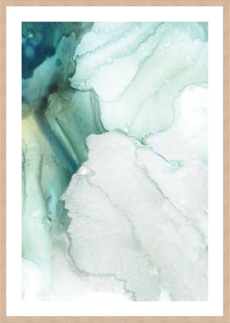 Folding Teal Sheer I - 5cm White Border Box Natural