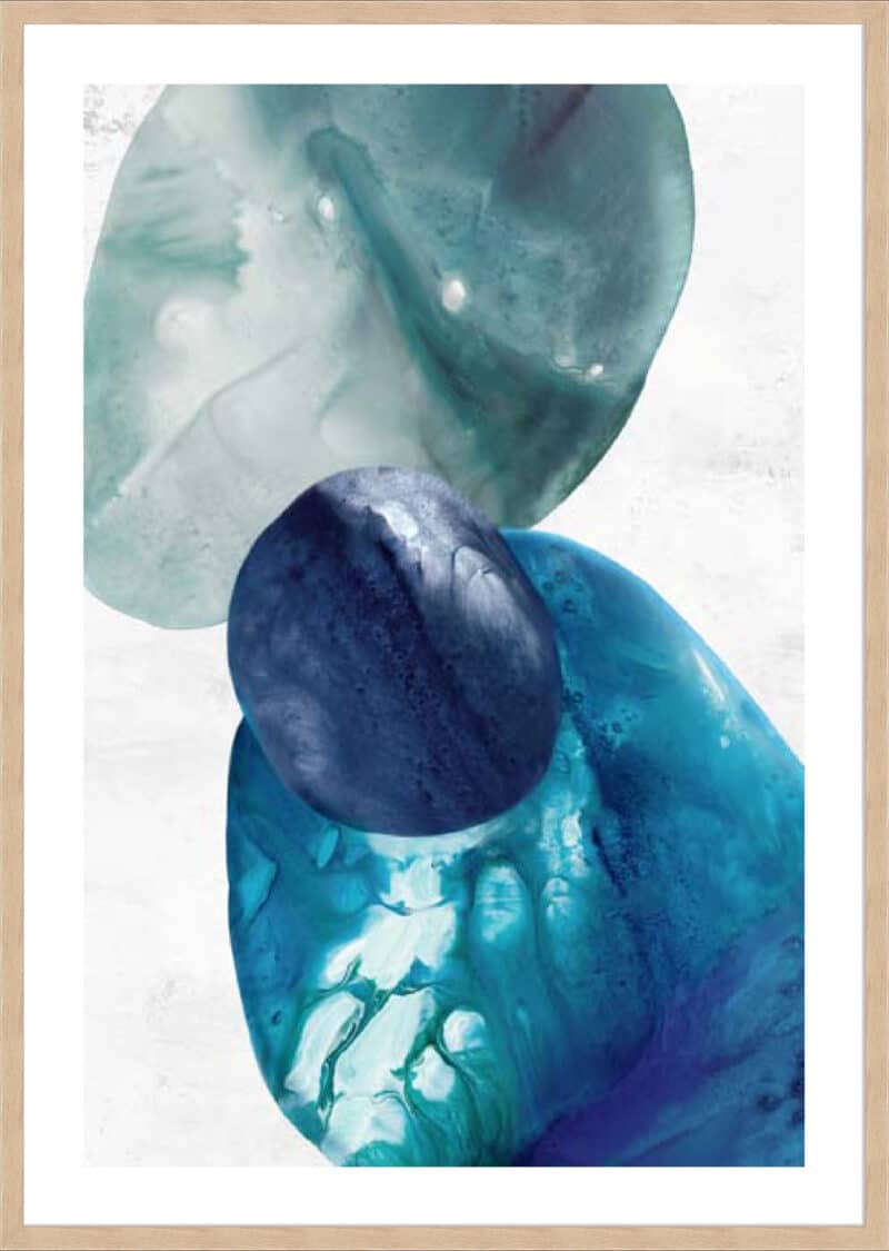 Organic Blue Rocks I - 5cm White Border Box Natural