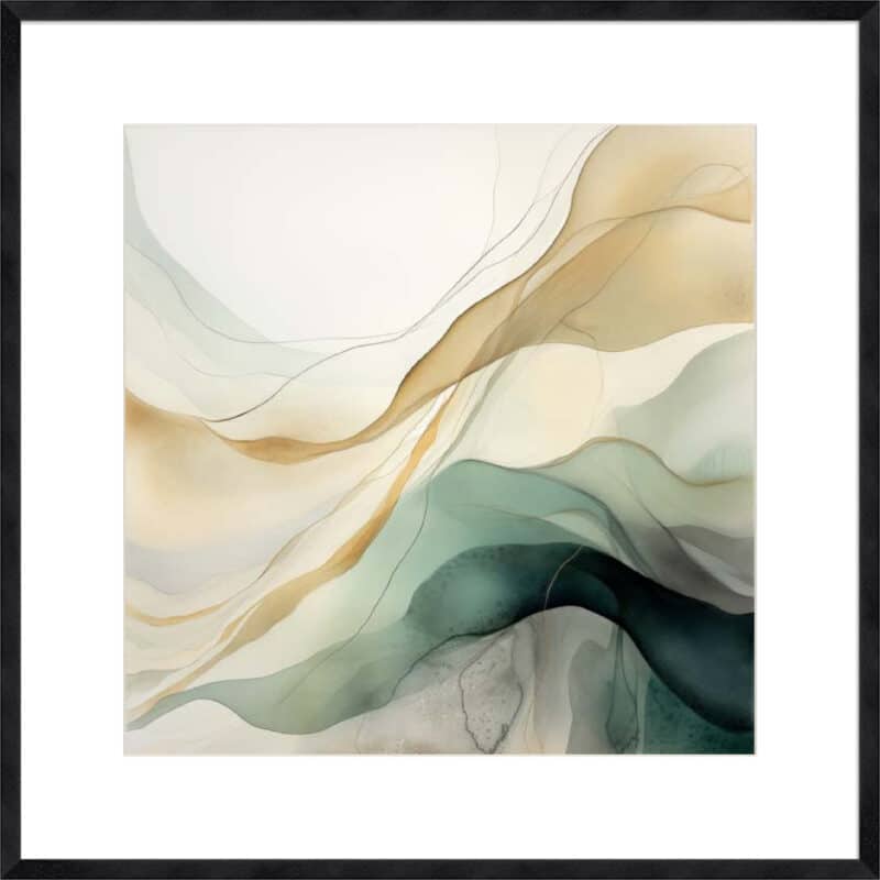 Abstract Green Splash I - 10cm Mount Board Sm. Black Woodgrain