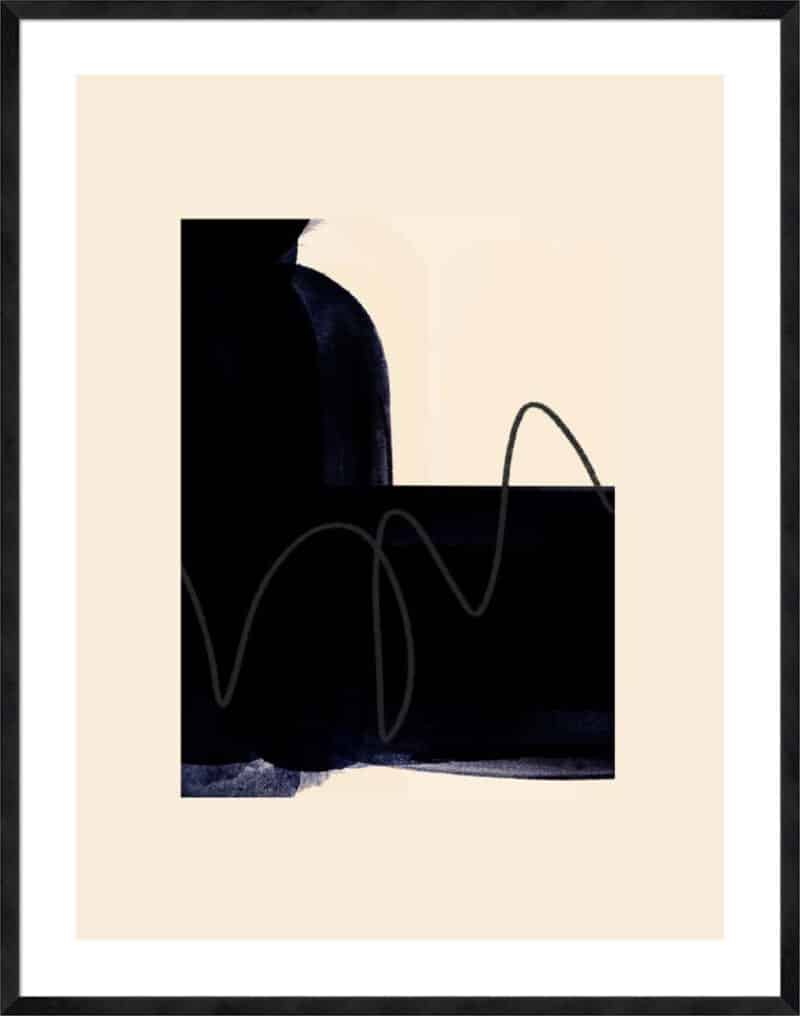 Blobs of Black III - 5cm White Border Sm. Black Woodgrain