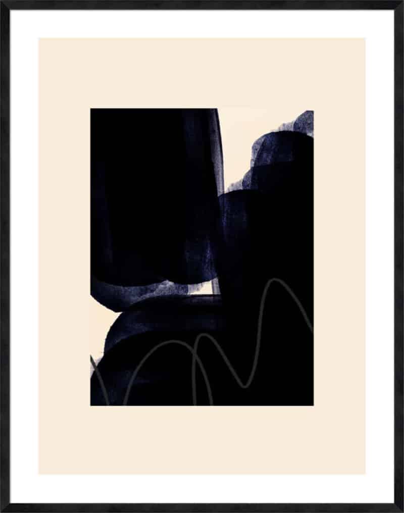 Blobs of Black II - 5cm White Border Sm. Black Woodgrain