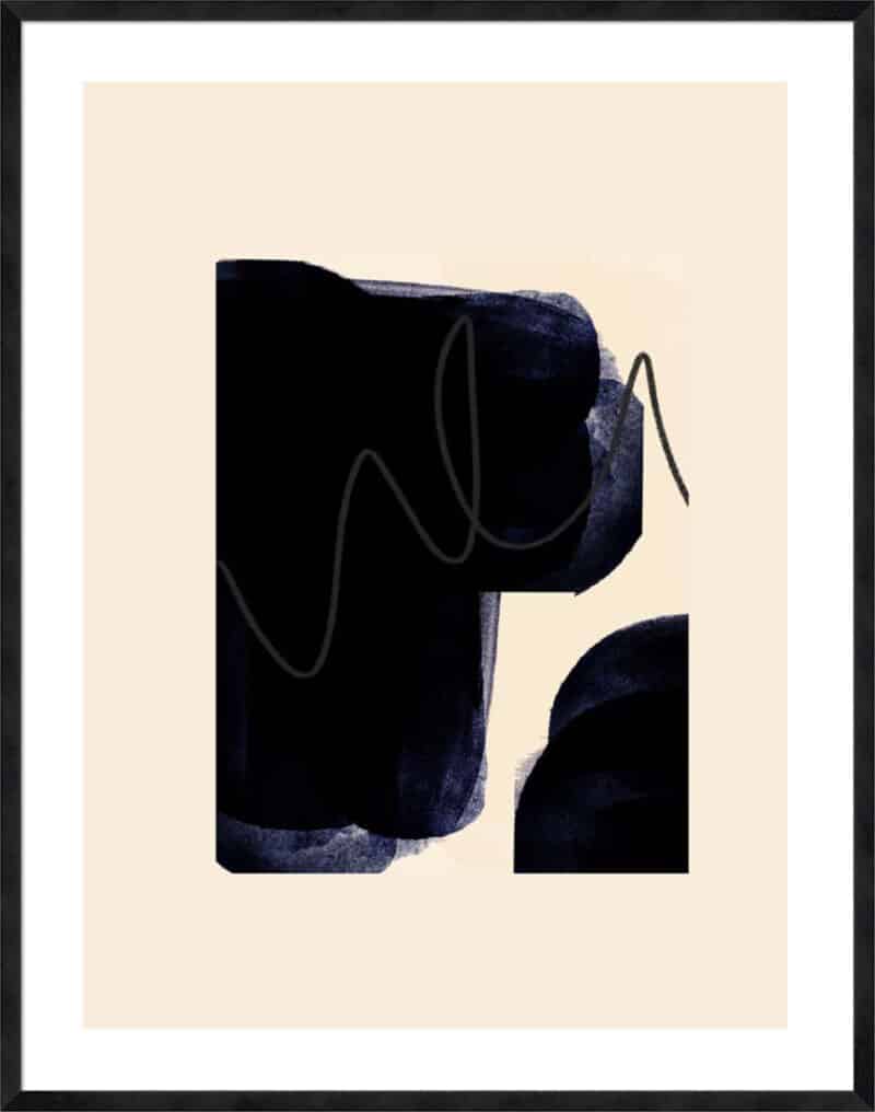 Blobs of Black I - 5cm White Border Sm. Black Woodgrain