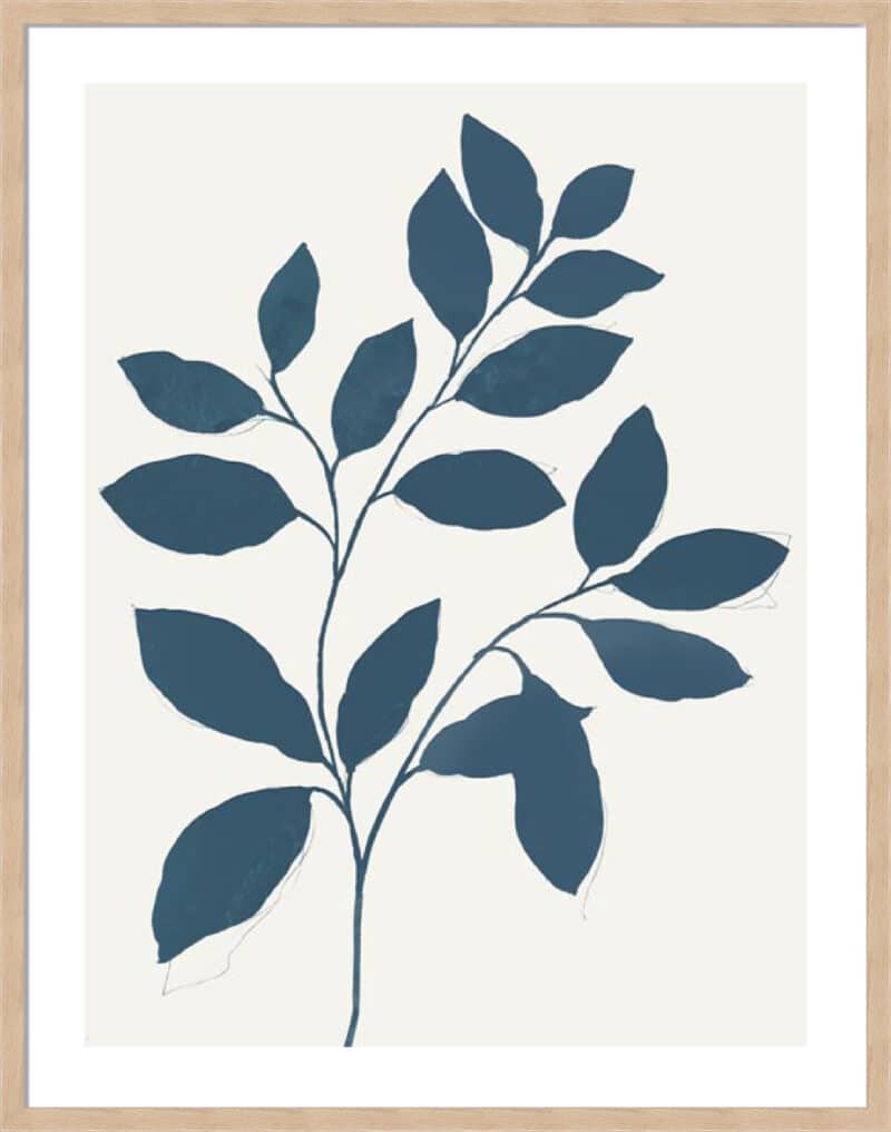 Blue Twig I - 5cm White Border Box Natural