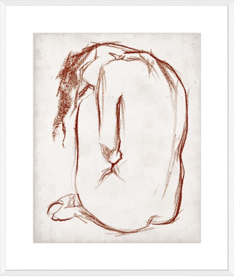 Rust Charcoal Nude Study II - 10cm Mount Board Box White