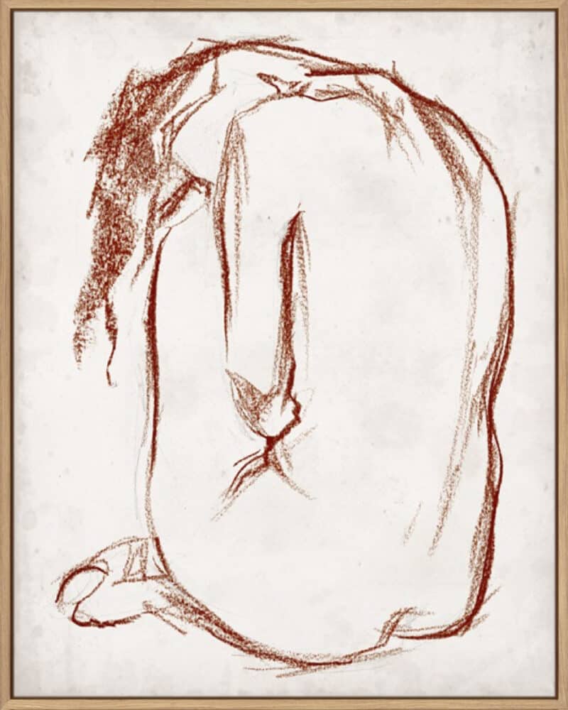 Rust Charcoal Nude Study II - Canvas Gallery Natural