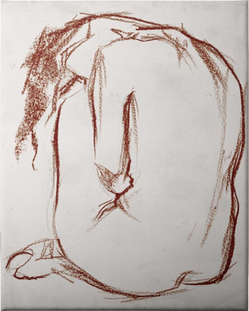 Rust Charcoal Nude Study II - Unframed Canvas Unframed Canvas