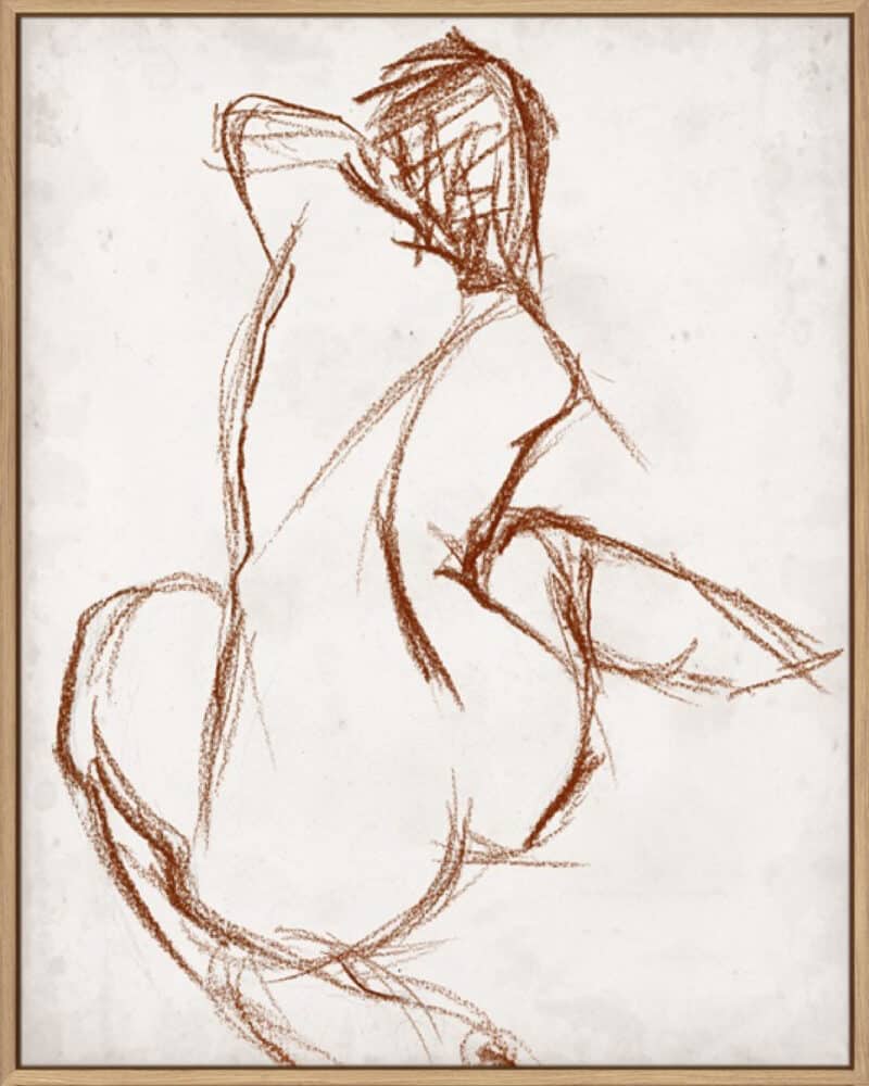 Rust Charcoal Nude Study I - Canvas Gallery Natural