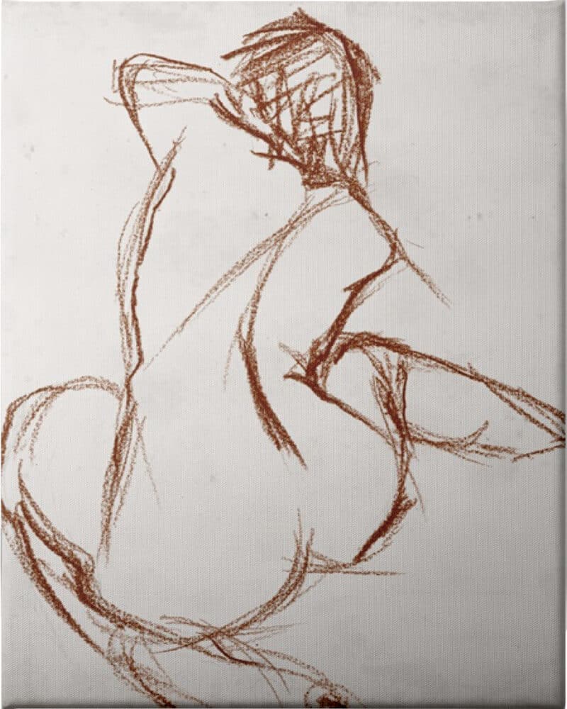 Rust Charcoal Nude Study I - Unframed Canvas Unframed Canvas