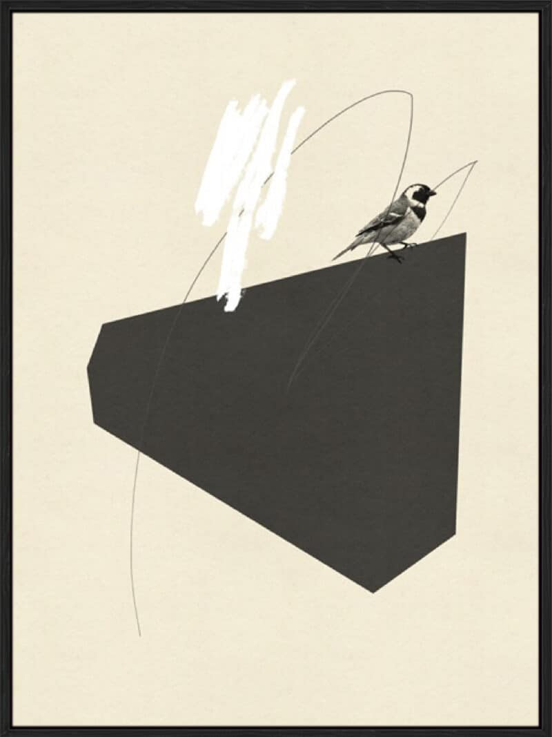 Steel Sequin with Bird III - Canvas Gallery Black