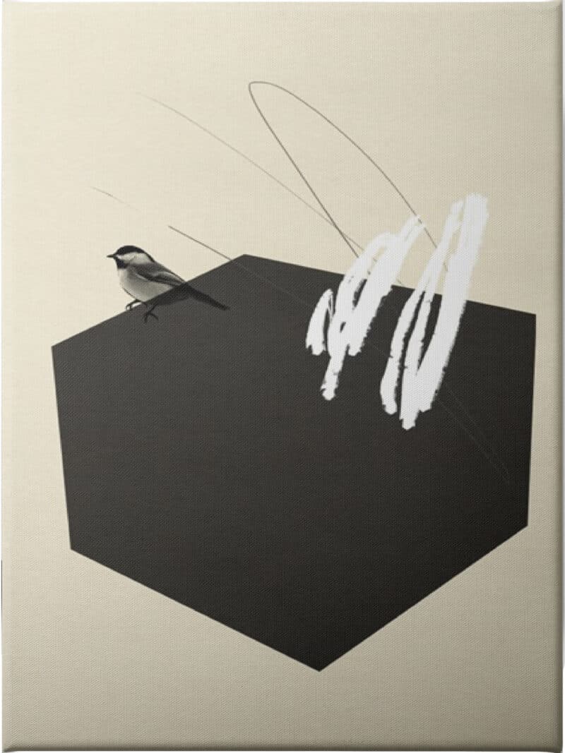 Steel Sequin with Bird II - Unframed Canvas Unframed Canvas